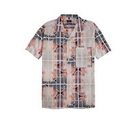OLYMP Herren Oberhemd Kurzarm Casual,Digitaldruck auf Uni,Relaxed fit,Revers-Kragen