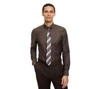 Langarmhemd OLYMP "Level 5", Damen, Gr. 42, N-Gr, braun, Web, Obermaterial: 97% Baumwolle, 3% Elastolefin, 2-Knopf-Manschette, Hemden, Businesshemd, body fit, Royal-Kentkragen, unifarben (46013661-42)