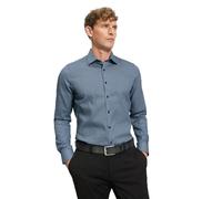 OLYMP Herren Oberhemd Langarm 201814,Digitaldruck auf p/d Dobby,366 Level 5 Body fit (15.05.2015 - F16),Kent-Kragen,Marine 18,41