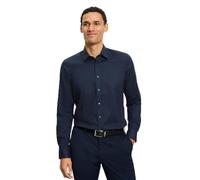 OLYMP Herren Oberhemd Langarm 202214,Einfarbig,366 Level 5 Body fit (15.05.2015 - F16),Kent-Kragen,Marine 18,38