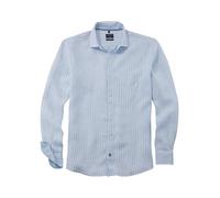 OLYMP Casual Regular Fit Leinenhemd hellblau, Gestreift