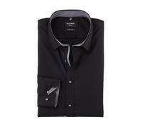 OLYMP Herren Oberhemd Langarm - Jersey Hemd, Atmungsaktives Gewebe, NY Kent Kragen - Hemden Herren Super Slim - Schwarz 68-38