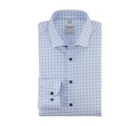 Businesshemd OLYMP "Level Five- Climate Control", Herren, Gr. 43, N-Gr, blau (bleu), Web, Obermaterial: 64% Baumwolle, 27% Polyester, 9% Elasthan, körpernah, Manschette, Hemden Businesshemd, modisch g