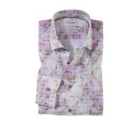 OLYMP Herren Oberhemd Langarm Level Five,Digitaldruck auf Uni,Body fit,Modern Kent,Rose 30,40