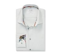 Businesshemd OLYMP "Level 5", Herren, Gr. 42, N-Gr, grau (kitt), Web, Obermaterial: 97% Baumwolle, 3% Elastolefin, modisch, Langarm 2-Knopf-Manschette, Hemden, Manschetteninnenseite gemustert, body fi