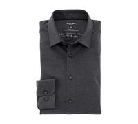 Businesshemd OLYMP "No. Six 24/Seven super slim", Herren, Gr. 40, N-Gr, grau (anthrazit), Web, Obermaterial: 92% Baumwolle, 8% Elasthan, sehr schmal, Hemden, in bequemer Jersey-Qualität (29312602-40)