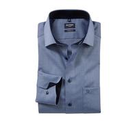 OLYMP Herren Oberhemd Langarm Luxor,Natté,modern fit,Global Kent,Marine 18,43