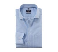 Businesshemd OLYMP "Luxor modern fit", Herren, Gr. 44, N-Gr, blau (bleu), Web, Obermaterial: 100% Baumwolle, gestreift, 2-Knopf-Manschette, Hemden, fein gestreift (59491126-44) bleu
