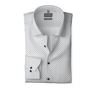 OLYMP Herren Oberhemd Langarm Luxor,Rotationsdruck auf y/d Dobby,466 Comfort Fit 20,13 New Kent,Weiss 00,43