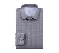 OLYMP Herren Oberhemd Langarm No. Six,Karo,24/7 - No 6 six,22 Modern Kent,schwarz 68,42