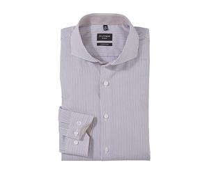 OLYMP Herren Oberhemd Langarm No. Six,Streifen Weissfond,super Slim,Haifisch-Kragen,braun 28,43