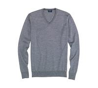 V-Ausschnitt-Pullover OLYMP "OLYMP Strick Casual", Herren, Gr. XL, grau (silbergrau), Obermaterial: 100% Schurwolle, tailliert, V-Ausschnitt, Pullover, klassischer Strickpullover (53923930-XL) silberg