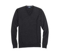 OLYMP Pullover Herren Regular Fit V-Ausschnitt Merinowolle Grau Größe L