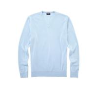 Rundhalspullover OLYMP "OLYMP Strick Casual", Herren, Gr. S, blau (hellblau), Strick, Obermaterial: 100% Schurwolle, regular fit, V-Ausschnitt, Pullover (32404250-S) hellblau
