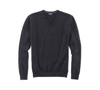 OLYMP Pullover Herren Regular Fit V‑Ausschnitt Merinowolle Grau XL