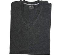 OLYMP Pullover Herren Regular Fit V-Ausschnitt Merinowolle grau, XXL