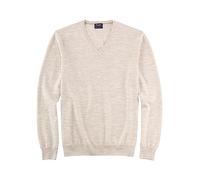 OLYMP V-Ausschnitt-Pullover OLYMP Strick Casual – 100% Schurwolle, tailliert – Herren Gr. L hellbeige