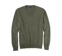 OLYMP Pullover Herren Regular Fit V-Ausschnitt Merinowolle grün, S