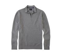Troyer OLYMP "OLYMP Strick Casual", Herren, Gr. M, grau, Strick, Obermaterial: 100% Baumwolle, regular fit, Rippbündchen, Pullover Troyer, mit modischer Struktur (36803220-M) grau
