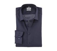 Businesshemd OLYMP "Level Five body fit", Herren, Gr. 40, N-Gr, blau (nachtblau), Web, Obermaterial: 97% Baumwolle, 3% Elastolefin, 2-Knopf-Manschette, Hemden, mit Minimal-Punkt-Print (40324765-40) na