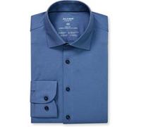 Businesshemd OLYMP "Level Five body fit Jerseyshirt", Herren, Gr. 41, N-Gr, blau (nürnbergerblau), Web, Obermaterial: 92% Baumwolle, 8% Elasthan, elegant, schmal, Langarm, Hemden, in Jersey Qualität (