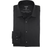 Businesshemd OLYMP "OLYMP Level Five 24/Seven, body fit, New York Kent mit extra langem Arm", Herren, Gr. 38, Normaler Arm, schwarz, 92% Baumwolle, 8% Elasthan, Hemden (43306959-38) schwarz