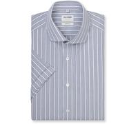 OLYMP Level 5 Slim Fit Business-Hemd mit Blockstreifen und Kentkragen in Marine, Größe 45