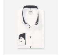 OLYMP LEVEL FIVE BODY FIT UNI LANGARM HEMD WEISS MIT PATCHUNG - 39 - M