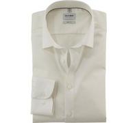 Businesshemd OLYMP "Level Five body fit", Herren, Gr. 42, N-Gr, beige (hellbeige), Web, Obermaterial: 97% Baumwolle, 3% Elastolefin, klassisch, Langarm 2-Knopf-Manschette, Hemden, schlichtes Design (9