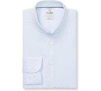 Langarmhemd OLYMP "Level Five", Herren, Gr. 41, N-Gr, bleu, Web, Obermaterial: 100% Baumwolle, normal, Manschette, Hemden, body fit, Haifischkragen, Webmuster, Businesshemd (67582108-41) bleu