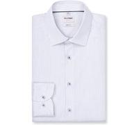 Langarmhemd OLYMP "Level Five", Herren, Gr. 41, N-Gr, marine, Web, Obermaterial: 97% Baumwolle, 3% Elastolefin, körpernah normal, 2-Knopf-Manschette, Hemden, Businesshemd, Kentkragen, body fit (730341
