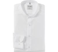 OLYMP Level Five body fit Hemd Langarm Stehkragen Twill Stretch weiß 44