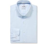 OLYMP Level Five Garment Washed Body Fit Leinenhemd hellblau, Faux-uni