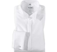 OLYMP Smokinghemd Herren Slim Fit Umschlagmanschetten,Extra langer Arm Baumwoll-Stretch weiß, 43