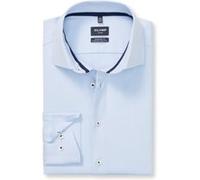 Langarmhemd OLYMP "Luxor 24/Seven", Herren, Gr. 46, N-Gr, blau (bleu), Web, Obermaterial: 64% Baumwolle, 27% Polyester, 9% Elasthan, casual, Langarm 2-Knopf-Manschette, Hemden, Climate Control, modern