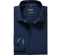 Businesshemd OLYMP "OLYMP Luxor 24/Seven, modern fit, New Kent", Herren, Gr. 47, Normaler Arm, marine, 64% Baumwolle, 27% Polyester, 9% Elasthan, Hemden (73775439-47) marine