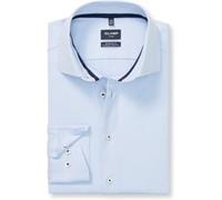 Langarmhemd OLYMP "Luxor 24/Seven", Herren, Gr. 48, N-Gr, blau (bleu), Web, Obermaterial: 64% Baumwolle, 27% Polyester, 9% Elasthan, casual, Langarm 2-Knopf-Manschette, Hemden, Climate Control, modern