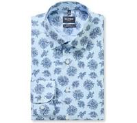 OLYMP Luxor 24/Seven, atmungsaktives Hemd mit Kühlungseffekt, Modern Fit, Blau, Streifen, Kent, 46 (1312141146)