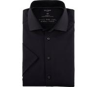 OLYMP Luxor 24/Seven, atmungsaktives Hemd mit Kühlungseffekt, modern fit, Schwarz, Kurzarm, Kent, 43 (1230226843)