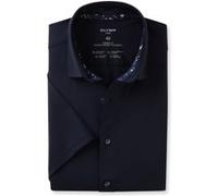 OLYMP Luxor 24/Seven, atmungsaktives Stretch Hemd aus Jersey, modern fit, Blau, Kurzarm, Kent, 37 (1350721837)