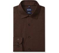 OLYMP Luxor 24/Seven, atmungsaktives Stretch Hemd aus Jersey, Modern Fit, Braun, Kent, 44 (1202642744)