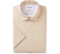 OLYMP Luxor 24/Seven, atmungsaktives Stretch Hemd aus Jersey, modern fit, Braun, Kurzarm, Kent, 39 (1279622239)
