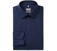Businesshemd OLYMP "OLYMP Luxor 24/Seven, comfort fit, Businesshemd, New Kent", Herren, Gr. 43, Normaler Arm, marine, 64% Baumwolle, 27% Polyester, 9% Elasthan, Hemden (21439965-43) marine