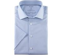 OLYMP Luxor 24/Seven, atmungsaktives Stretch Hemd, modern fit, Blau, Kurzarm, Kent, 44 (1230221144)