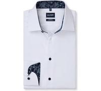 Businesshemd OLYMP "OLYMP Luxor 24/Seven, Modern Fit, New Kent mit extra langem Arm", Herren, Gr. 44, Normaler Arm, weiß, 64% Baumwolle, 27% Polyester, 9% Elasthan, Hemden (43543703-44) weiß