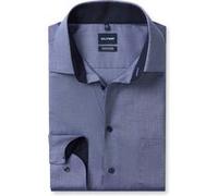 OLYMP Herren Oberhemd Langarm Big.Tal,Natté,468 Business Big 01,01 Kent-Kragen,Marine 18,48