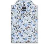 OLYMP Luxor Comfort Fit Big Herren Kurzarmhemd ? Weiß Blau Floral ? Bügelfreies Businesshemd aus 100% Baumwolle 52