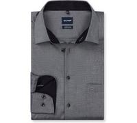 Businesshemd OLYMP "OLYMP Luxor, Comfort Fit - Big, Kent", Herren, Gr. 50, Normaler Arm, grau (schwarz), 100% Baumwolle, Hemden (55863158-50) schwarz