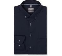Langarmhemd OLYMP "Luxor", Herren, Gr. 42, N-Gr, marine, Web, Obermaterial: 100% Baumwolle, comfort fit normal, 2-Knopf-Manschette, Hemden, Businesshemd, comfort fit, Button-down-Kragen (41228855-42) 