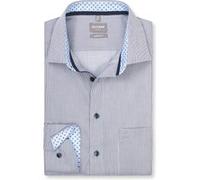 Langarmhemd OLYMP "Luxor", Herren, Gr. 46, Verlängerter Arm, marine, Web, Obermaterial: 100% Baumwolle, comfort fit normal, 2-Knopf-Manschette, Hemden Langarmhemd, Businesshemd, comfort fit, New Kentk